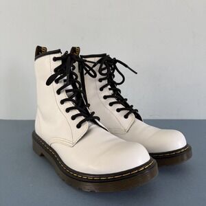 Dr. Martens 1460 Boots White Leather 8 Eye Lace Up Combat Shoes